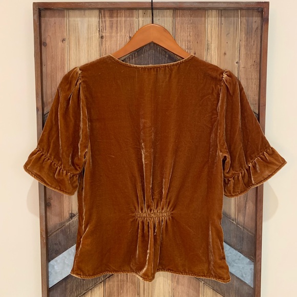 Madewell Velvet Daylight Top Vintage Gold Sz 2 NWT - Picture 5 of 6